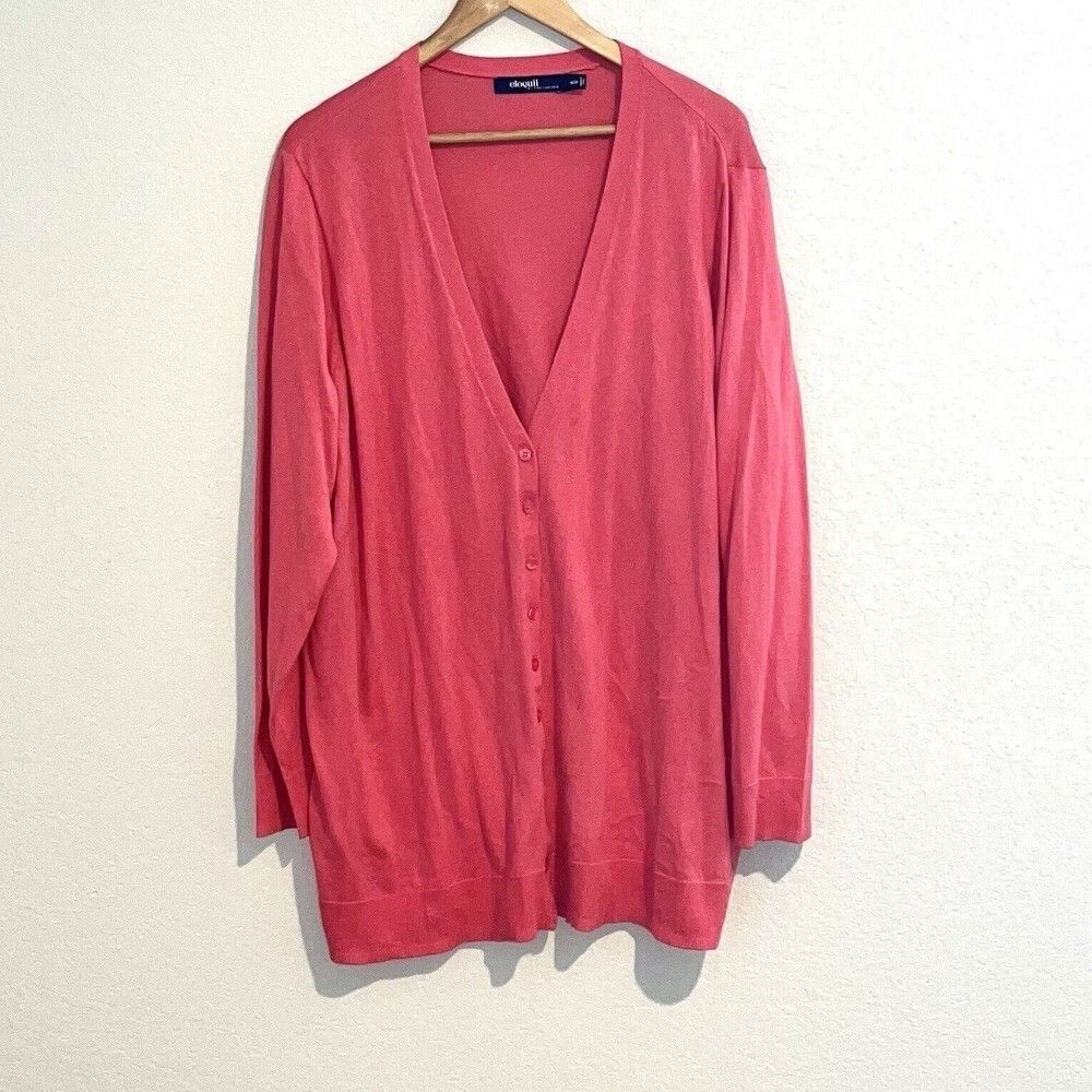 ELOQUII orange pink v-neck button down cardigan size 18 20 career basics